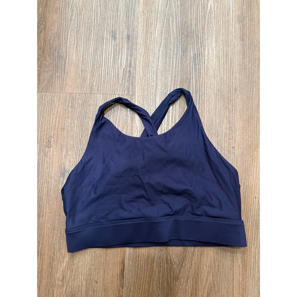 Fabletics Navy Blue High Neck Cross Back Keyhole Sports Bra Large BA2149174